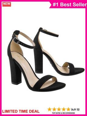 Women's Open Toe Ankle Strap High Heel Sandals 4 Inch Chunky Heel Party Wedding